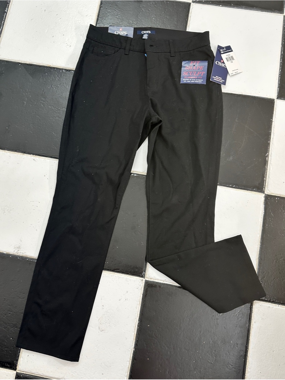 Chaps Black Women's Straight Leg Chinos
